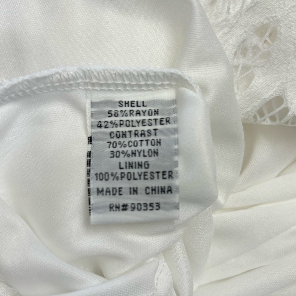White Maxi Dress Size L Cottagecore Beach Wedding Minimalist Lace Fairycore - Picture 14 of 15